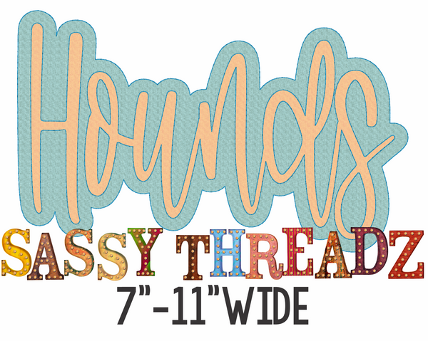 Hounds Bean Stitch Script Stacked Embroidery Download