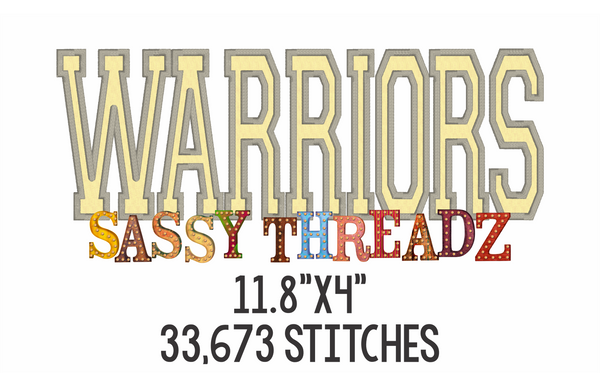 Warriors Satin Stitch Athletic Applique