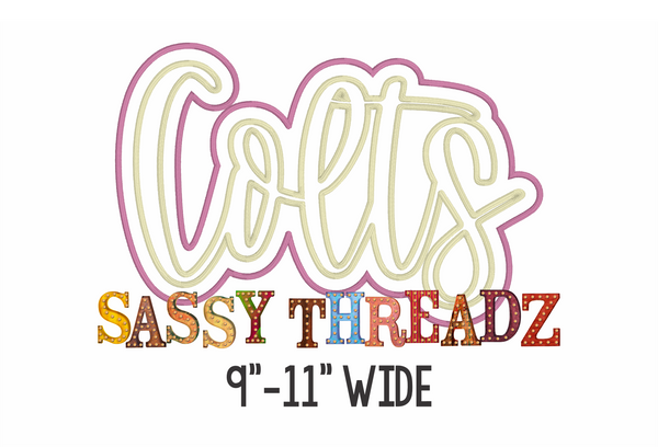 Colts Satin Stitch Script Stacked Embroidery Download