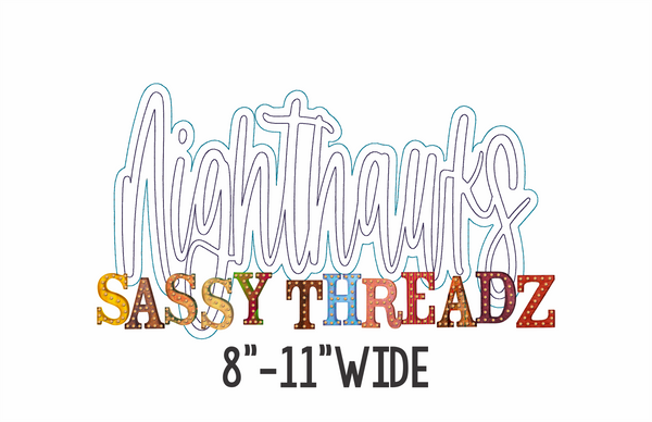 Bean stitch Nighthawks Double Stacked Script Applique Embroidery Download