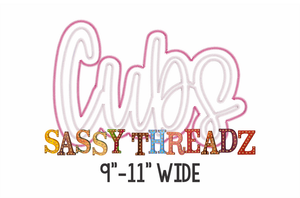 Cubs Zig Zag Script Stacked Embroidery Download