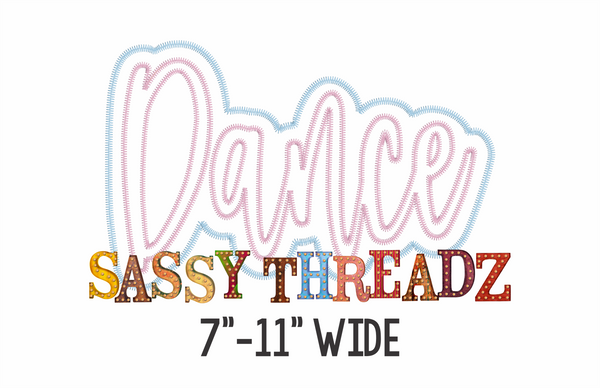 Dance Zig Zag Script Stacked Embroidery Download