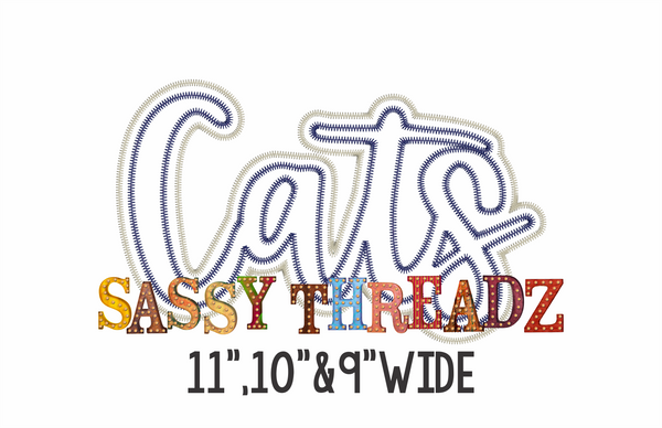 Cats Zig Zag Script Stacked Embroidery Download