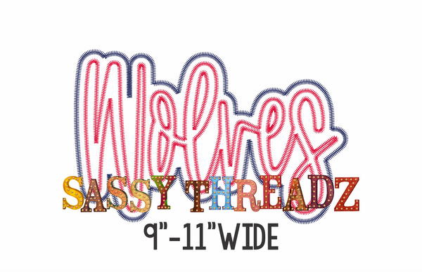 Wolves Zig Zag Script Stacked Embroidery Download - Sassy Threadz