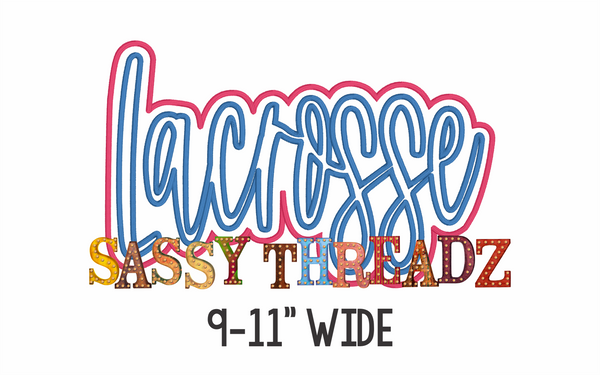 Lacrosse Satin Stitch Script Stacked Embroidery Download