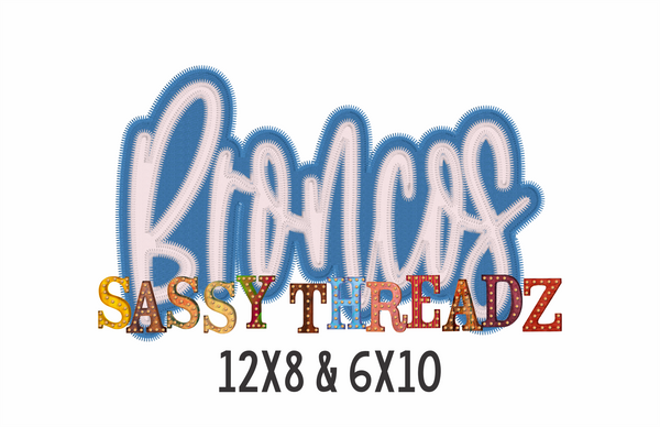 Broncos Zig Zag Script Stacked Embroidery Download