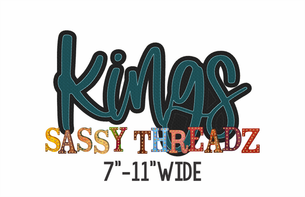Bean stitch Kings Double Stacked Script Applique Embroidery Download