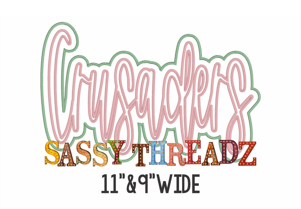 Crusaders Stitch Script Stacked Embroidery Download
