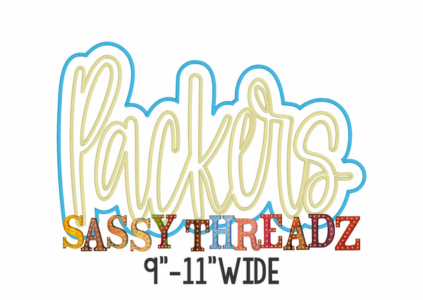 Packers Satin Stitch Script Stacked Embroidery Download