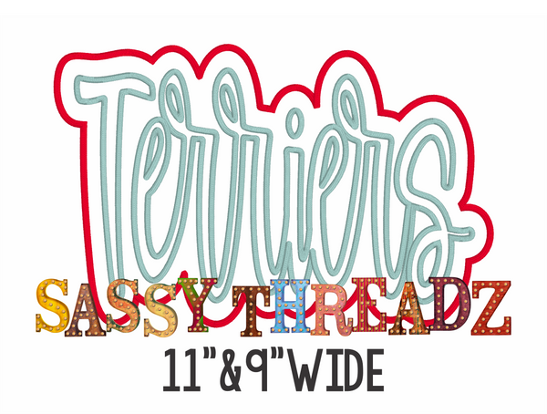 Terriers Satin Stitch Script Stacked Embroidery Download