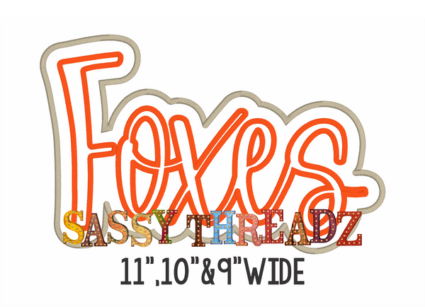 Foxes Satin Stitch Script Stacked Embroidery Download