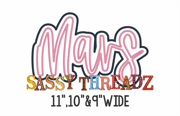 Mavs Satin Stitch Script Stacked Embroidery Download