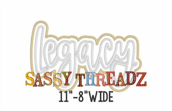 Legacy Satin Stitch Script Stacked Embroidery Download