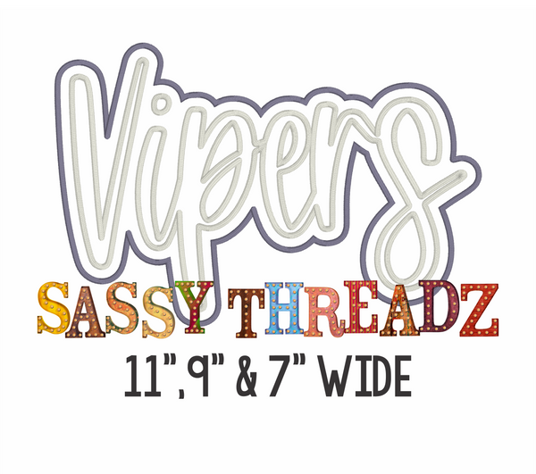 Vipers Satin Stitch Script Stacked Embroidery Download