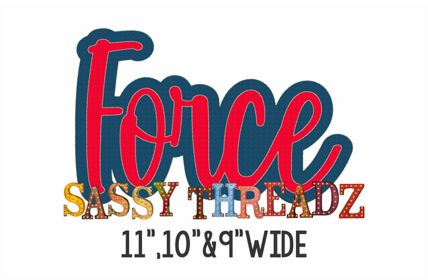 Force Bean Stitch Script Stacked Embroidery Download