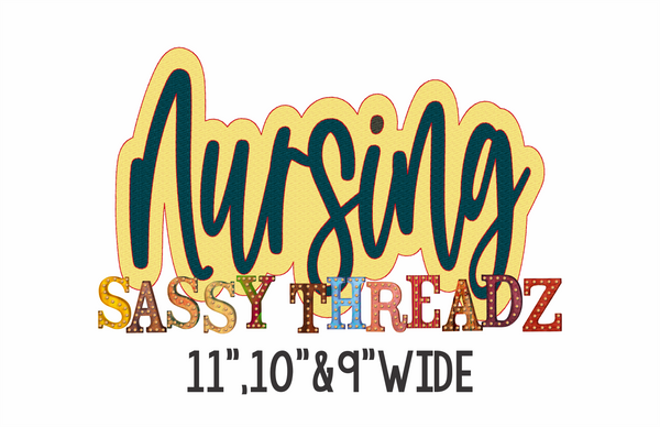 Nursing Script Stacked Bean Stitch Embroidery Download