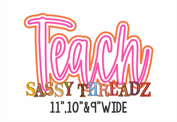 Teach Satin Stitch Script Stacked Embroidery Download