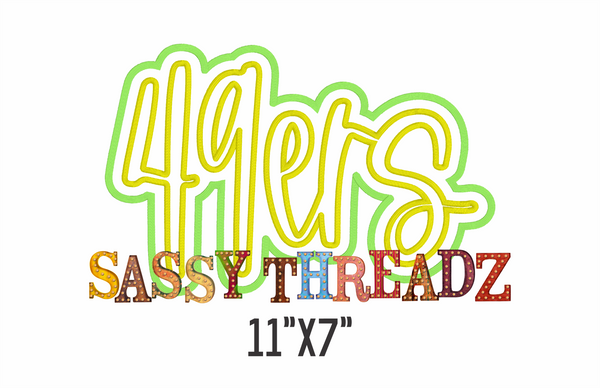 49ers Satin Stitch Script Stacked Embroidery Download