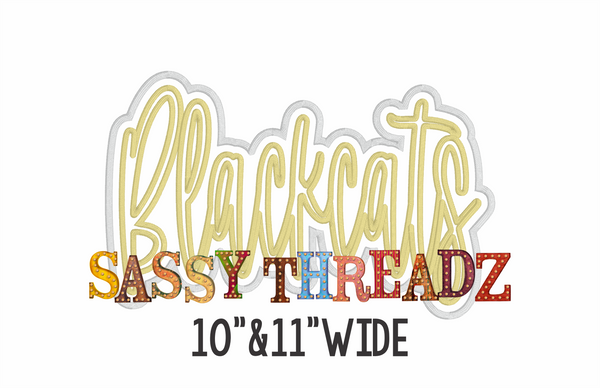 Blackcats Satin Stitch Script Stacked Embroidery Download - Sassy Threadz