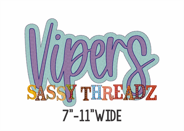 Vipers Bean Stitch Script Stacked Embroidery Download
