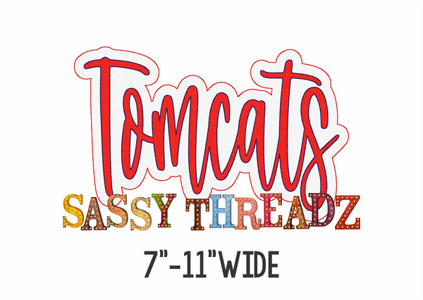 Tomcats Bean Stitch Script Stacked Embroidery Download