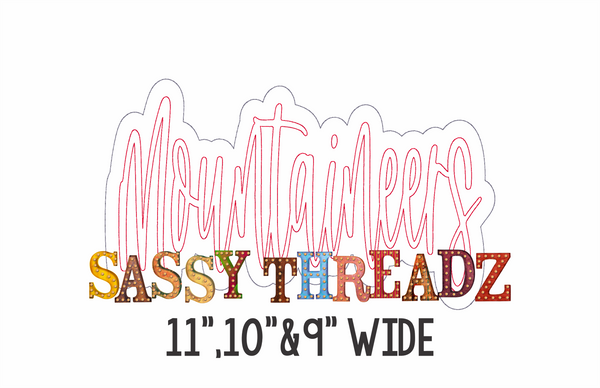 Mountaineers Bean Stitch Script Stacked Embroidery Download