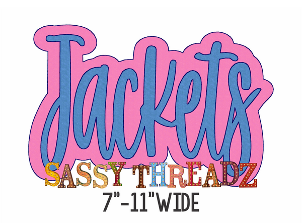 Jackets Bean Stitch Script Stacked Embroidery Download