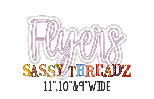Flyers Satin Stitch Script Stacked Embroidery Download