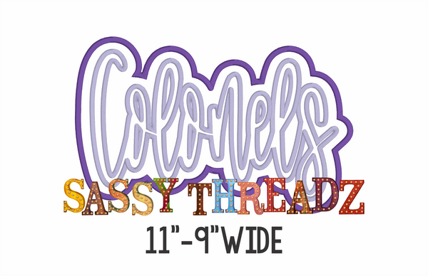 Colonels Satin Stitch Script Stacked Embroidery Download
