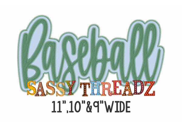 Baseball Zig Zag Script Stacked Embroidery Download - Sassy Threadz