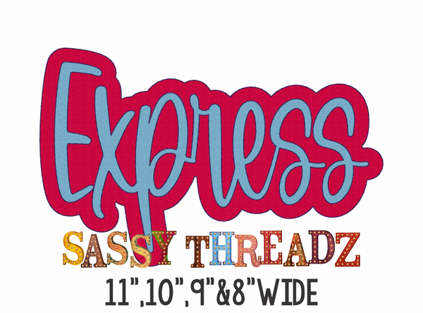 Express Bean Stitch Script Stacked Embroidery Download