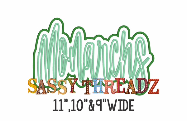 Monarchs Satin Stitch Script Stacked Embroidery Download