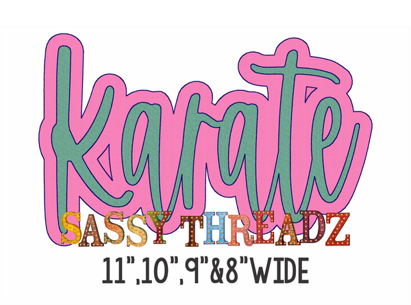 Karate Bean Stitch Script Stacked Embroidery Download (Copy)