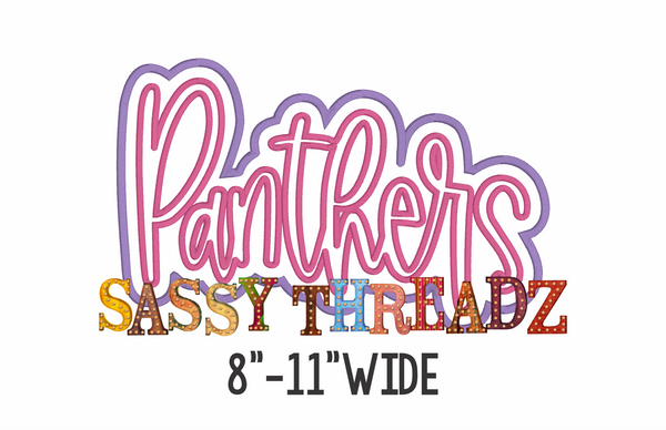 Satin Stitch Panthers Script Stacked Embroidery Download
