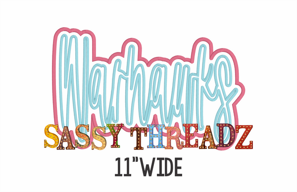 Warhawks Satin Stitch Script Stacked Embroidery Download - Sassy Threadz