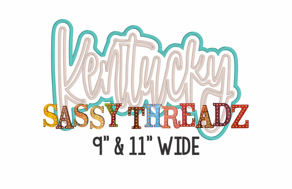 Kentucky Satin Stitch Script Stacked Embroidery Download