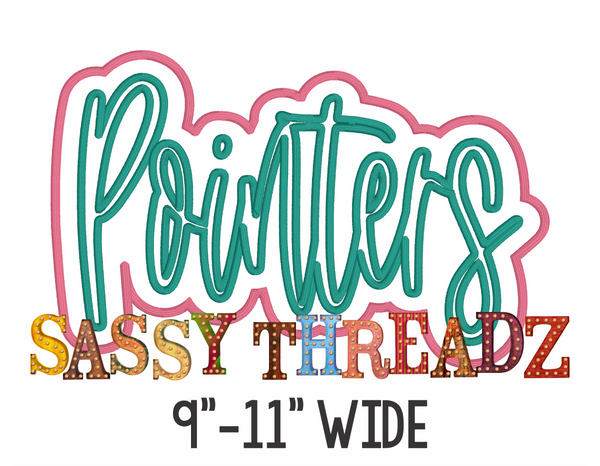 Pointers Satin Stitch Script Stacked Embroidery Download