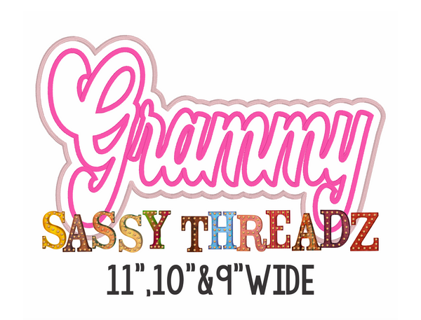 Retro Grammy Satin Stitch Script Stacked Embroidery Download