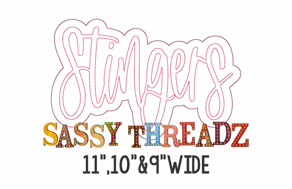 Stingers Bean Stitch Script Stacked Embroidery Download