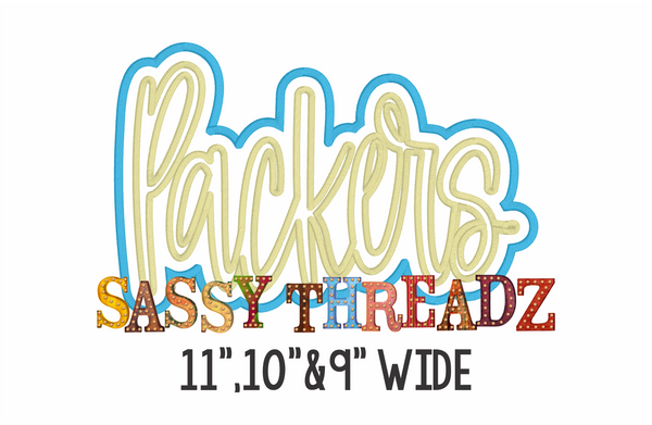 Packers Satin Stitch Script Stacked Embroidery Download