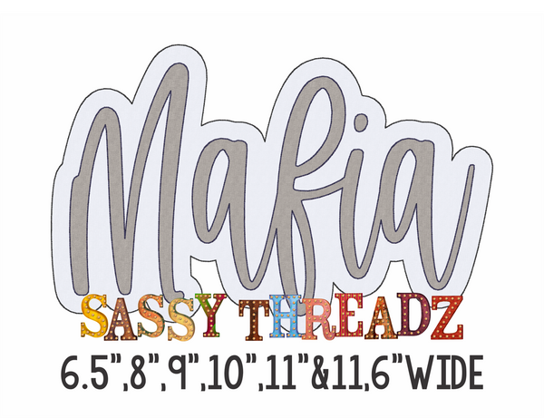 Mafia Bean Stitch Script Stacked Embroidery Download