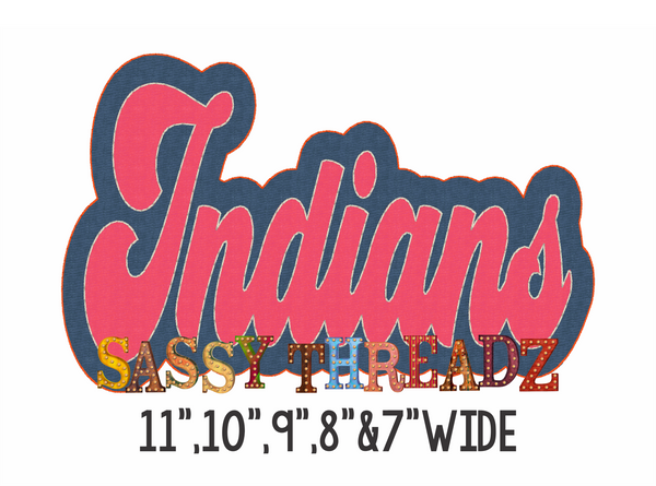 Retro Indians Bean Stitch Script Stacked Embroidery Download
