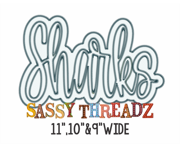 Sharks Zig Zag Script Stacked Embroidery Download