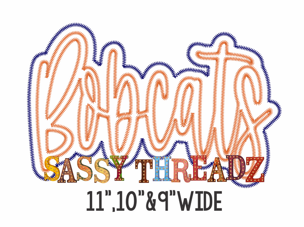 Bobcats Zig Zag Script Stacked Embroidery Download