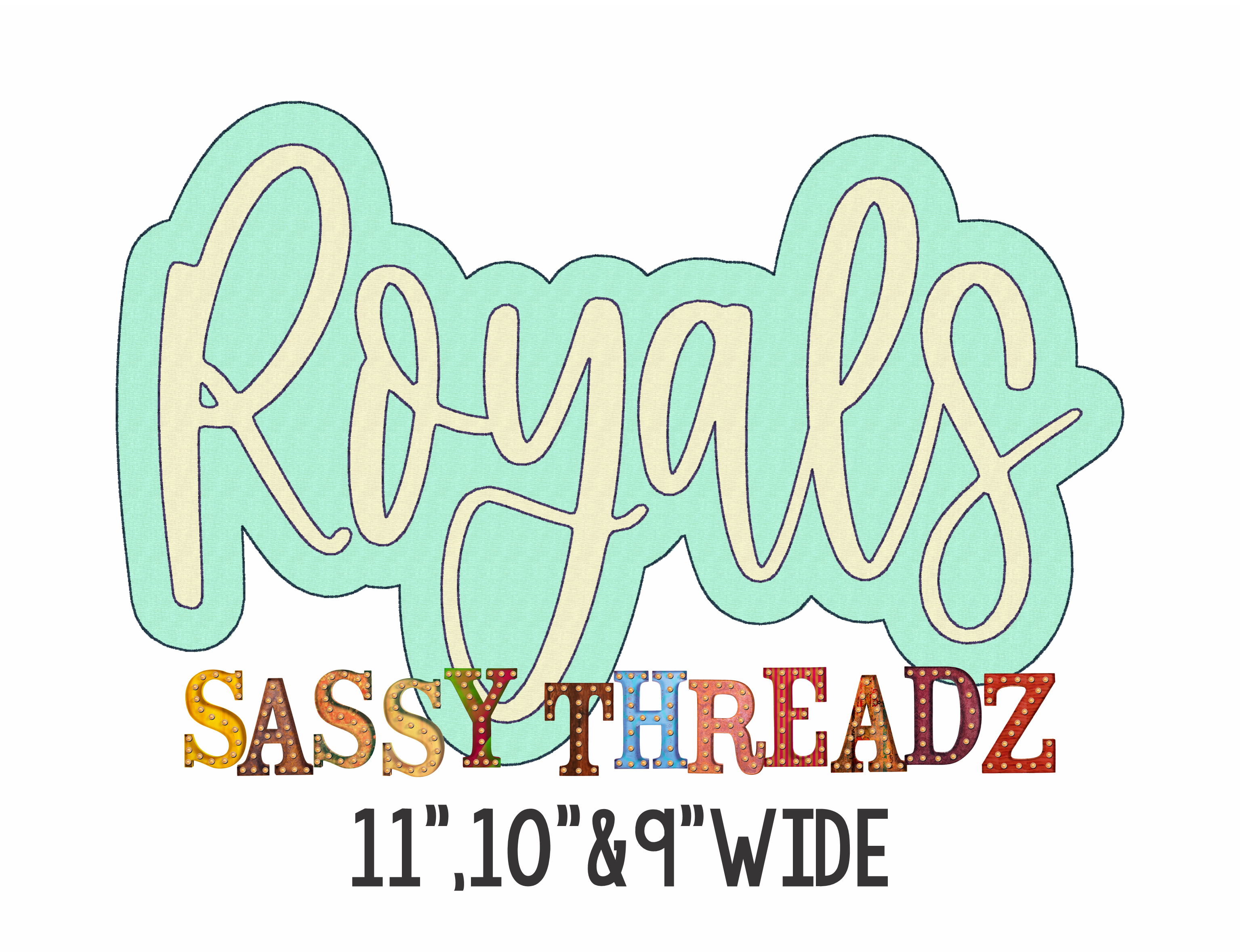 Royals Bean Stitch Script Double Stacked Embroidery Download