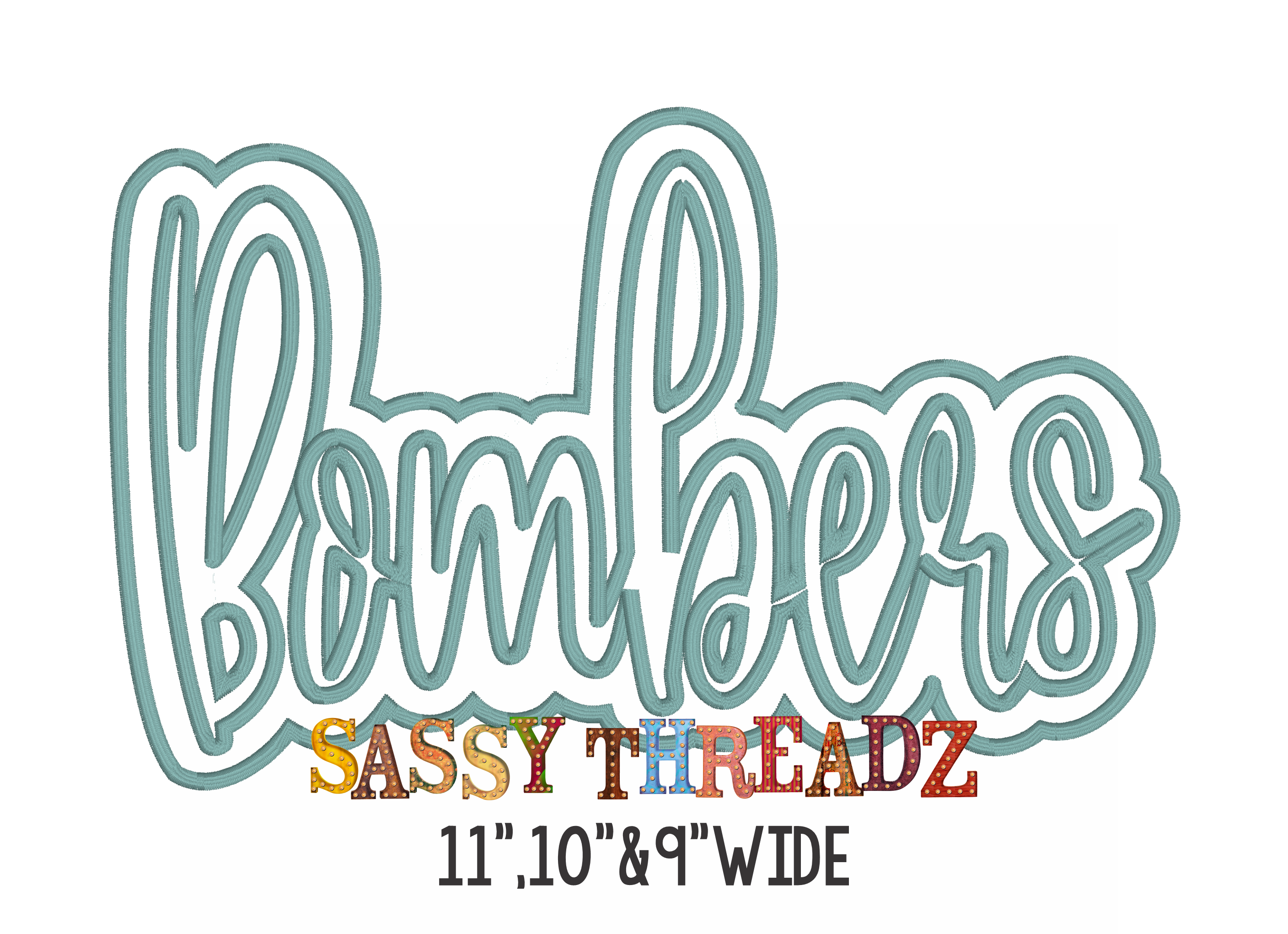 Bombers Satin Stitch Script Stacked Embroidery Download