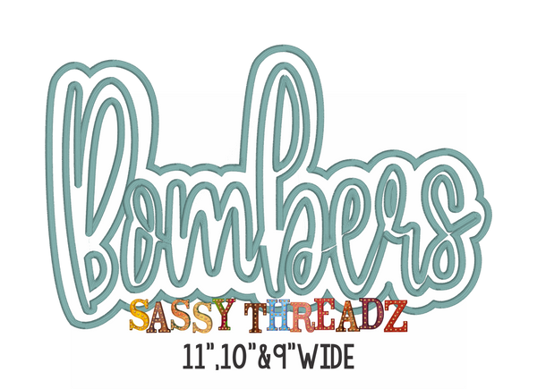 Bombers Satin Stitch Script Stacked Embroidery Download
