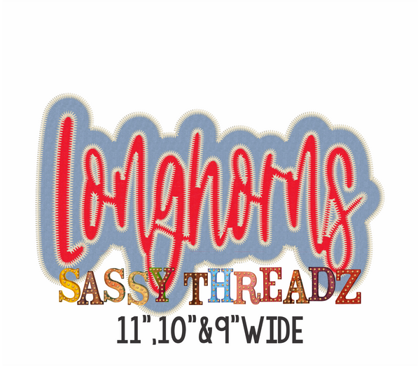 Longhorns Zig Zag Script Stacked Embroidery Download