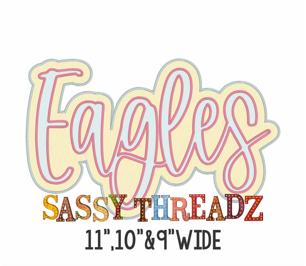 Eagles Satin Stitch Script Stacked Embroidery Download