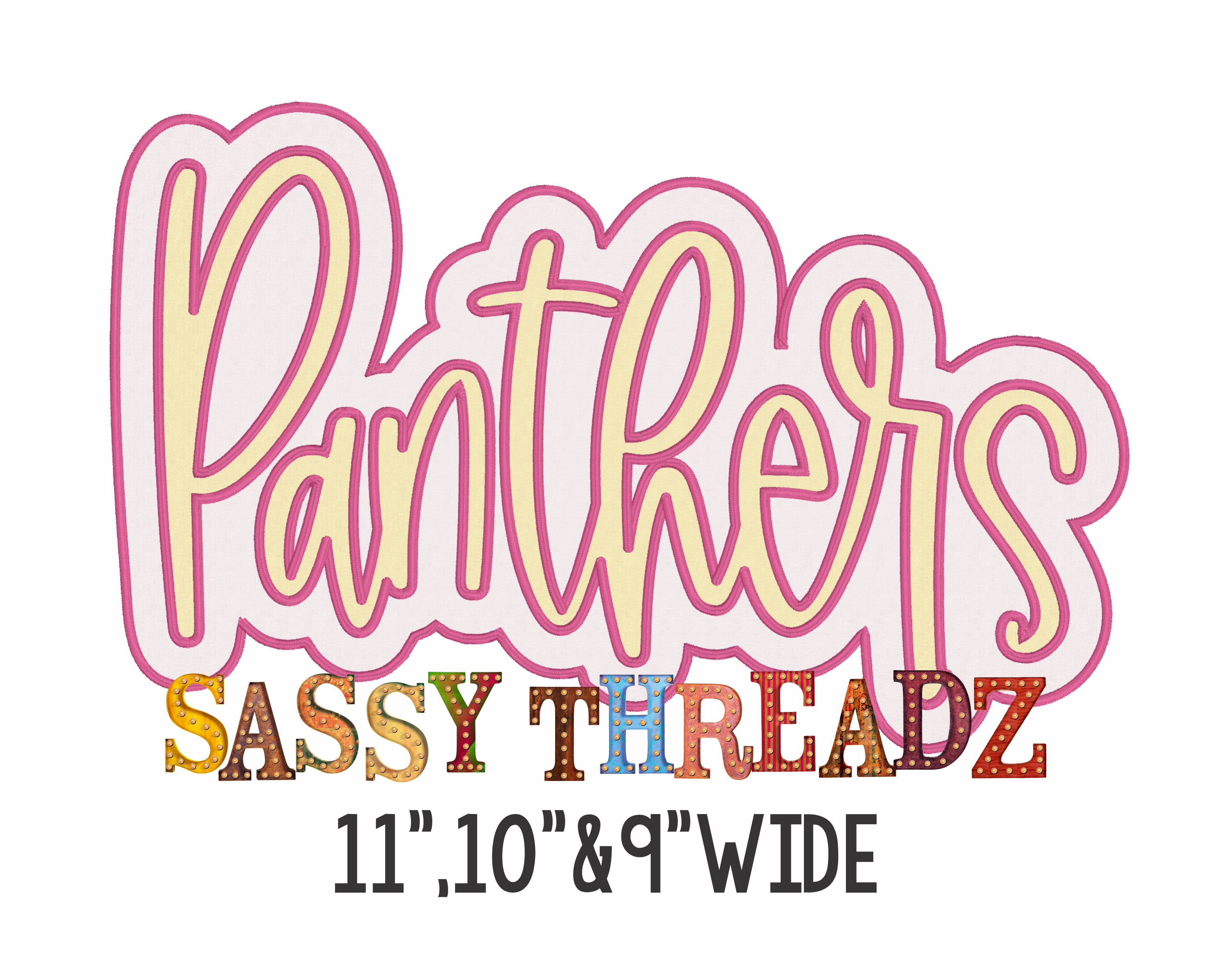 Satin Stitch Panthers Script Stacked Embroidery Download